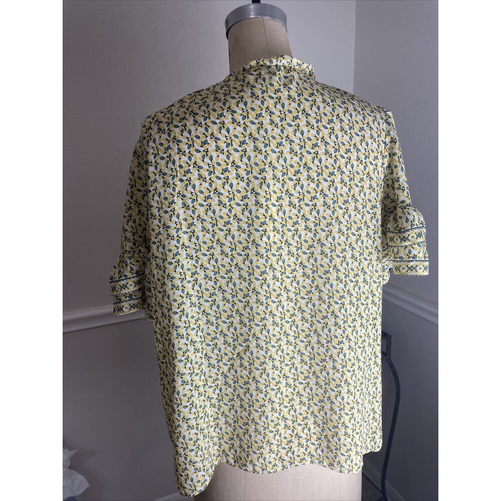 max studio, short sleeve blouse, multicolor, lemon print, large, NWT - Picture 4 of 8